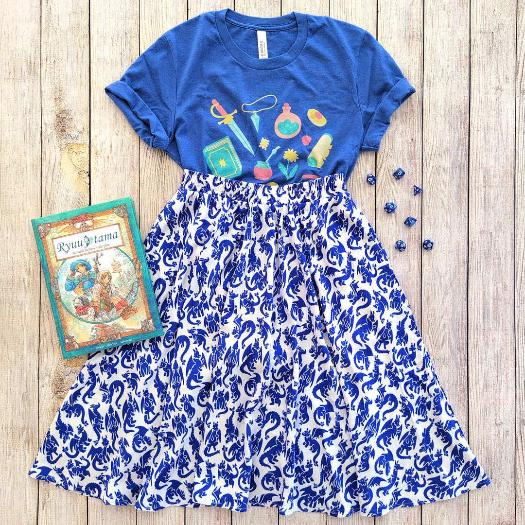 Blue Dragons Midi Skirt