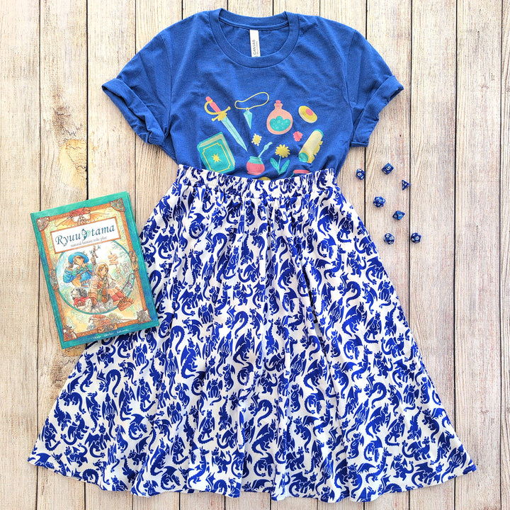 Blue Dragons Midi Skirt
