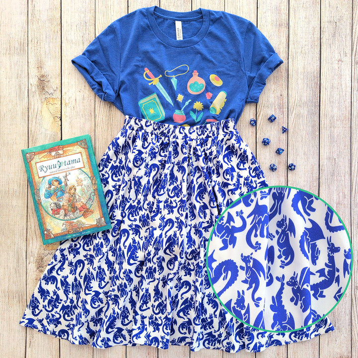 Blue Dragons Midi Skirt