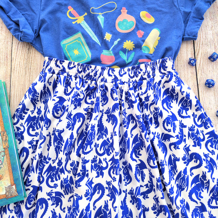 Blue Dragons Midi Skirt