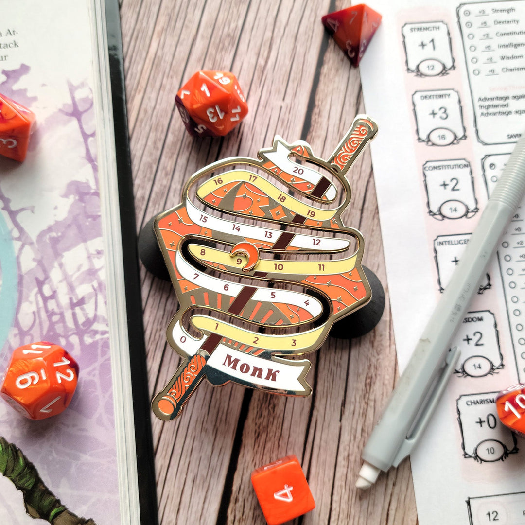 Monk Ki Point Tracker Enamel Pin - Geeky merchandise for people who play D&D - Merch to wear and cute accessories and stationery Paola's Pixels