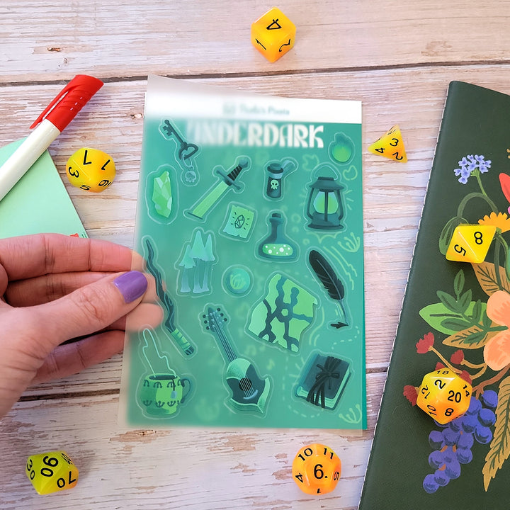 Underdark Sticker Sheet - Geeky merchandise for people who play D&D - Merch to wear and cute accessories and stationery Paola's Pixels