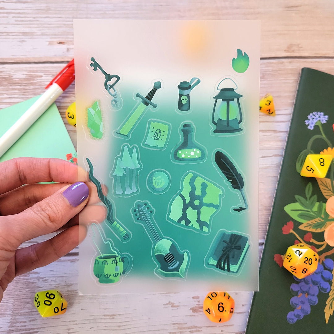 Underdark Sticker Sheet - Geeky merchandise for people who play D&D - Merch to wear and cute accessories and stationery Paola's Pixels