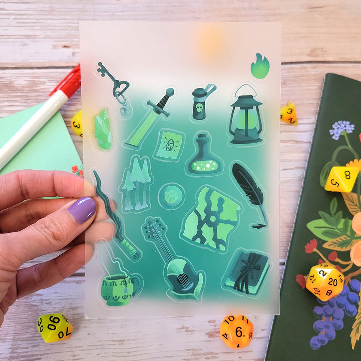 Underdark Sticker Sheet - Geeky merchandise for people who play D&D - Merch to wear and cute accessories and stationery Paola's Pixels