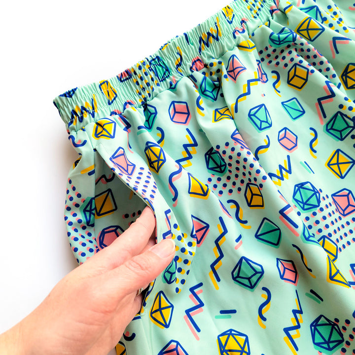 90s Dice Midi Skirt - Geeky merchandise for people who play D&D - Merch to wear and cute accessories and stationery Paola's Pixels