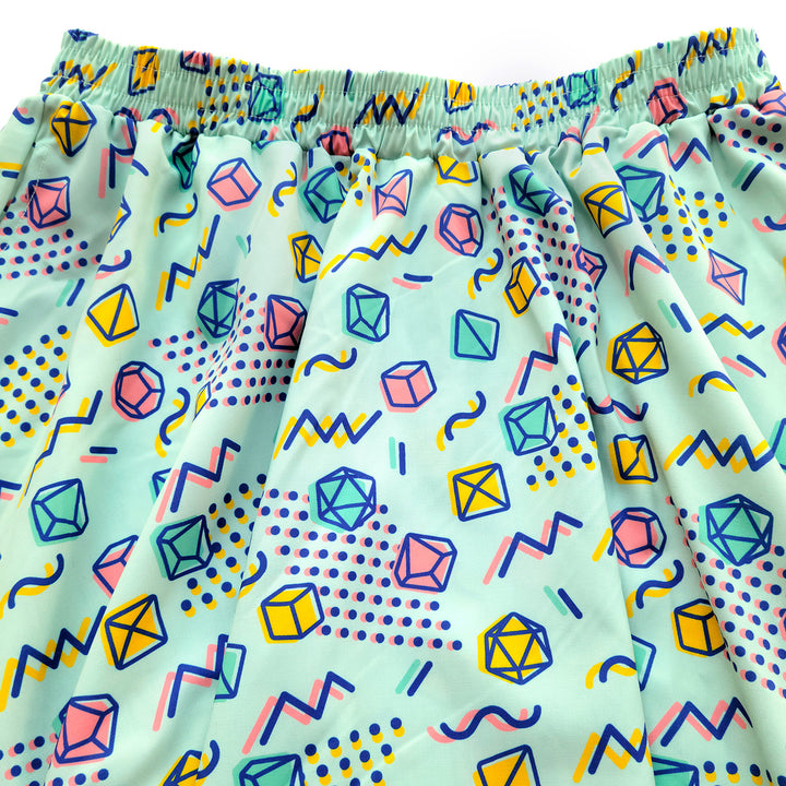 90s Dice Midi Skirt - Geeky merchandise for people who play D&D - Merch to wear and cute accessories and stationery Paola's Pixels
