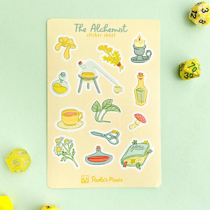 The Alchemist Sticker Sheet - Geeky merchandise for people who play D&D - Merch to wear and cute accessories and stationery Paola's Pixels