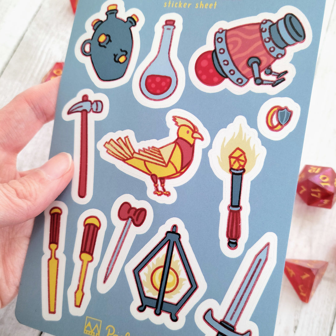 The Artificer Sticker Sheet - Geeky merchandise for people who play D&D - Merch to wear and cute accessories and stationery Paola's Pixels