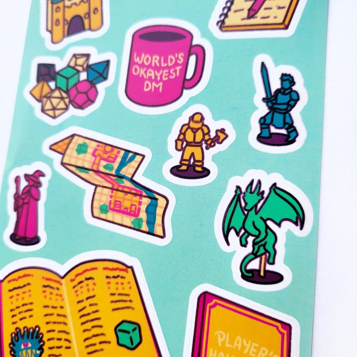 Game Master Sticker Sheet - Geeky merchandise for people who play D&D - Merch to wear and cute accessories and stationery Paola's Pixels