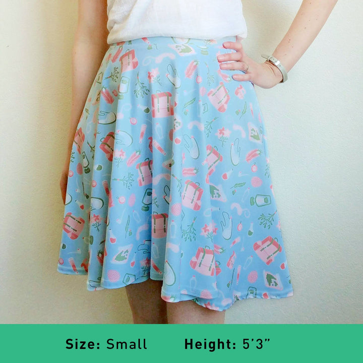 90s Dice Skater Skirt - Geeky merchandise for people who play D&D - Merch to wear and cute accessories and stationery Paola's Pixels
