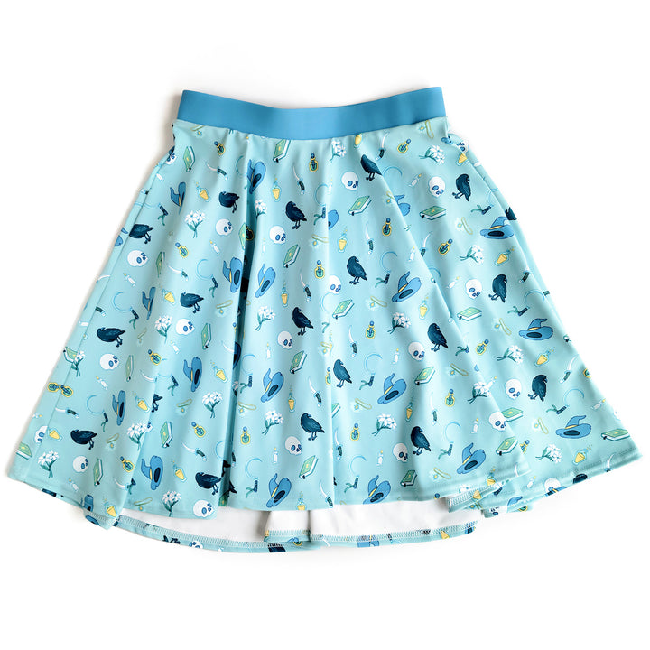 Necromancer Skater Skirt - Geeky merchandise for people who play D&D - Merch to wear and cute accessories and stationery Paola's Pixels