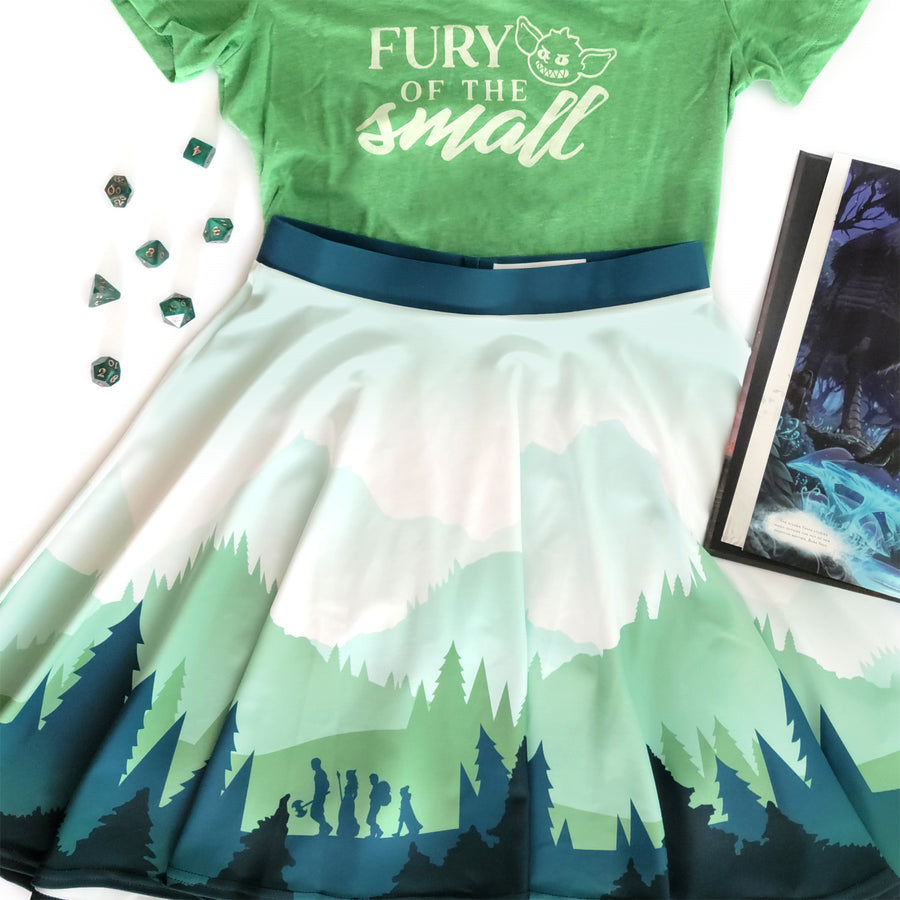 Adventure Landscape Skater Skirt - Geeky merchandise for people who play D&D - Merch to wear and cute accessories and stationery Paola's Pixels