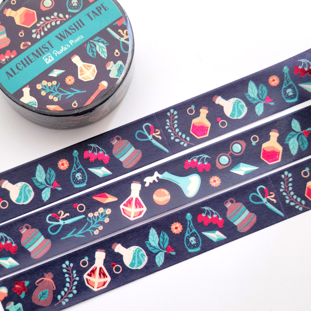 Alchemist Washi Tape - Geeky merchandise for people who play D&D - Merch to wear and cute accessories and stationery Paola's Pixels