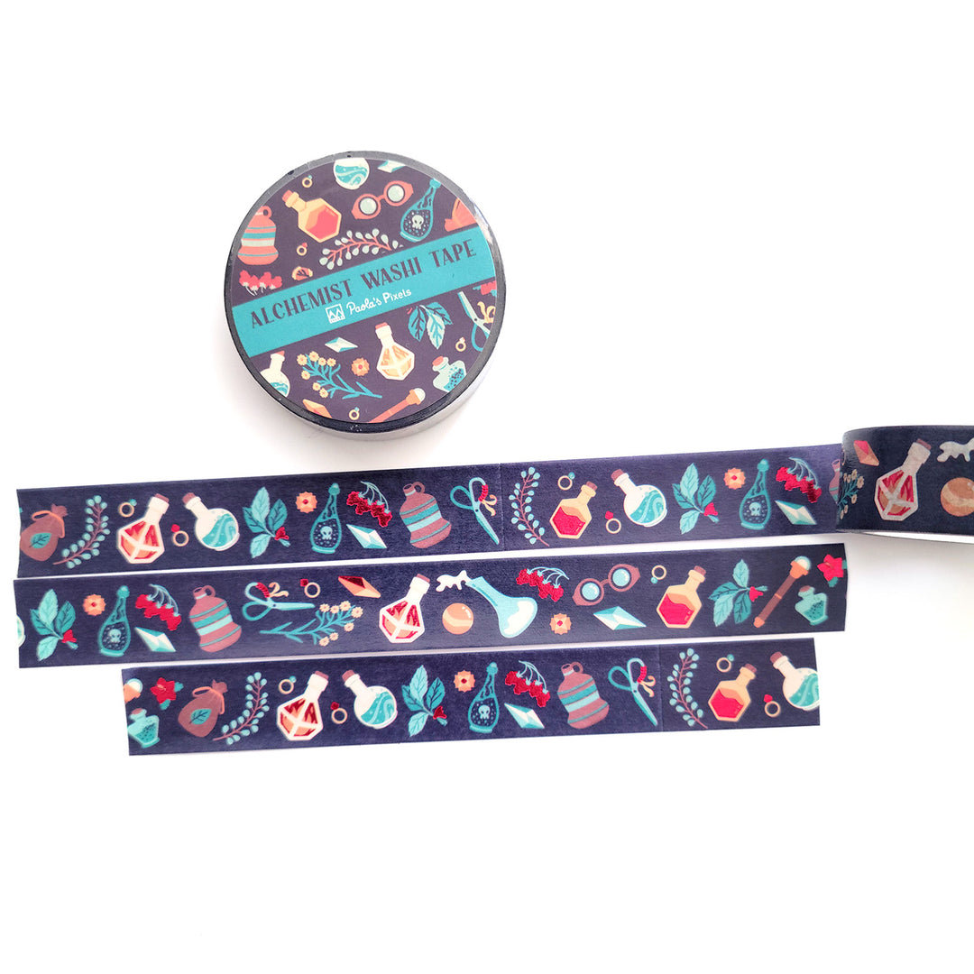 Alchemist Washi Tape - Geeky merchandise for people who play D&D - Merch to wear and cute accessories and stationery Paola's Pixels