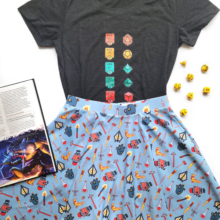 Artificer Skater Skirt - Geeky merchandise for people who play D&D - Merch to wear and cute accessories and stationery Paola's Pixels