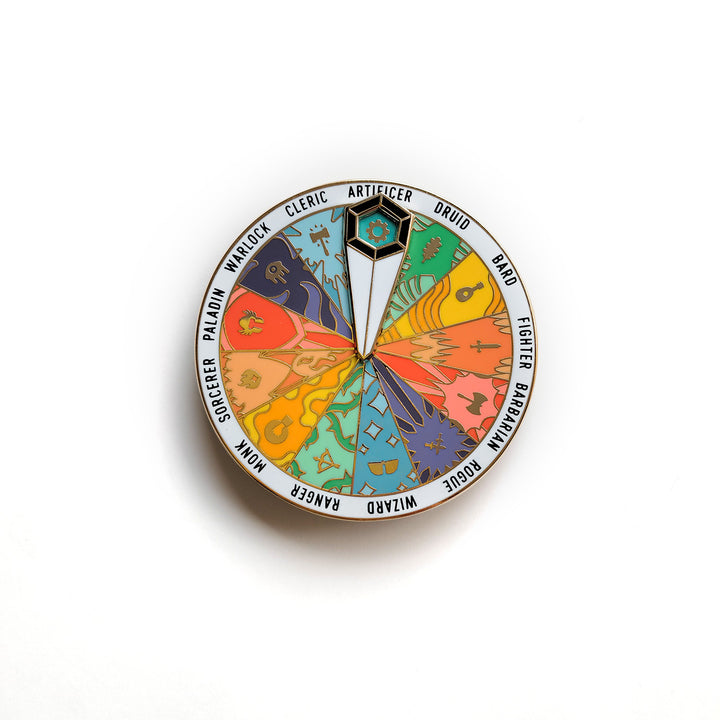 Class Roulette Spinner Pin - Geeky merchandise for people who play D&D - Merch to wear and cute accessories and stationery Paola's Pixels