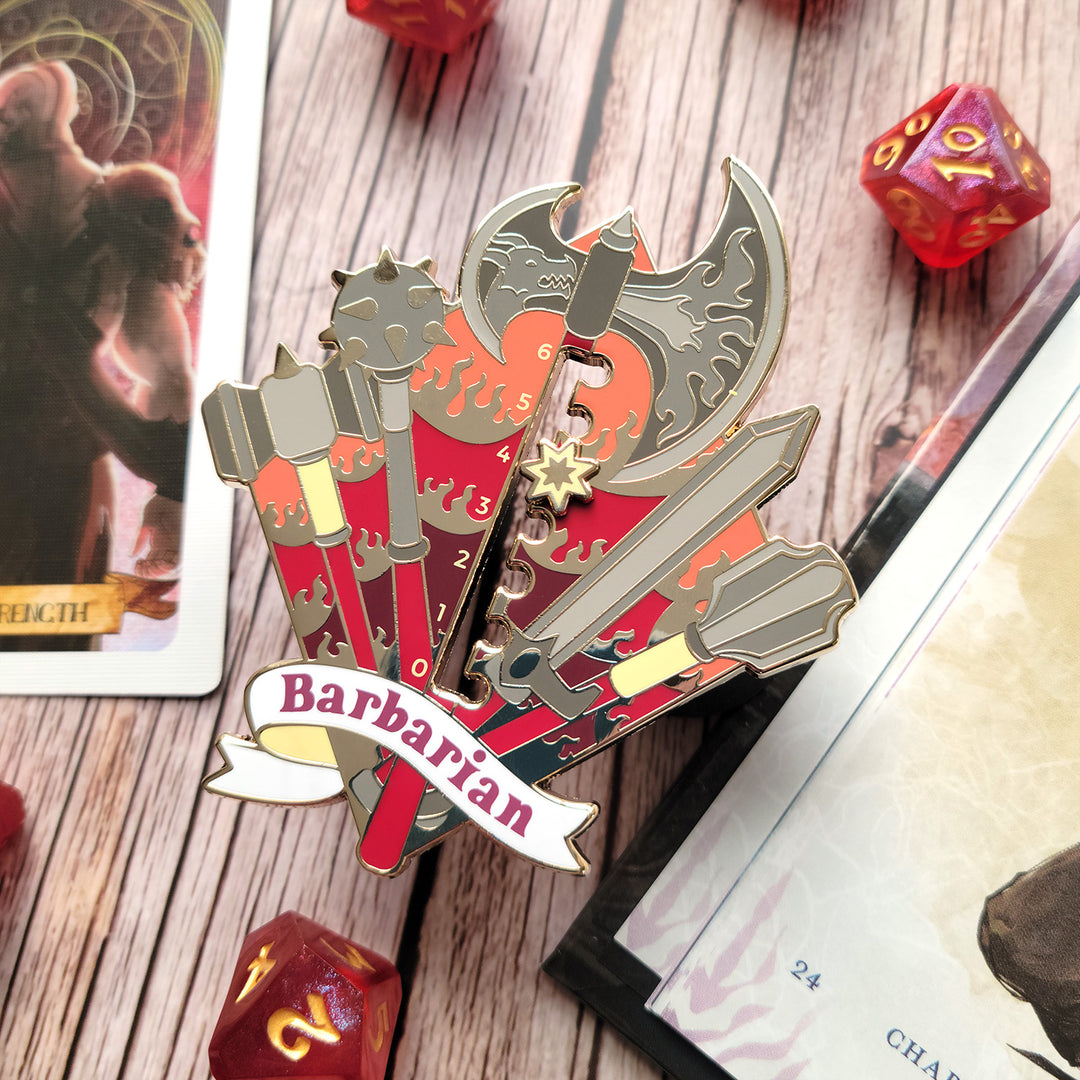 Barbarian Rage Tracker Enamel Pin - Geeky merchandise for people who play D&D - Merch to wear and cute accessories and stationery Paola's Pixels