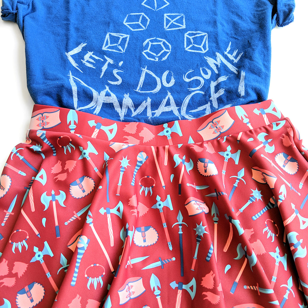 Barbarian Skater Skirt - Geeky merchandise for people who play D&D - Merch to wear and cute accessories and stationery Paola's Pixels