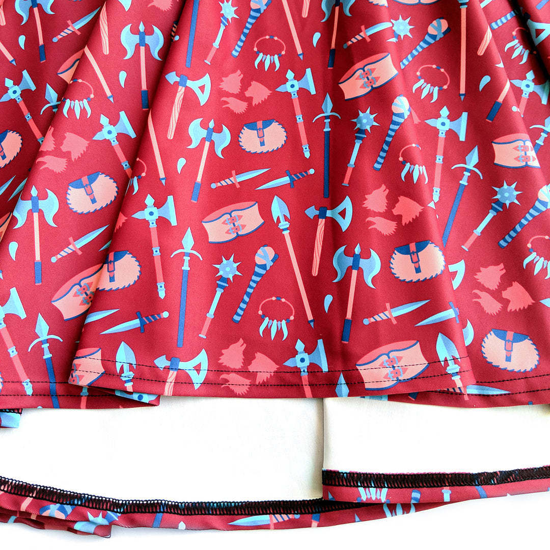 Barbarian Skater Skirt - Geeky merchandise for people who play D&D - Merch to wear and cute accessories and stationery Paola's Pixels