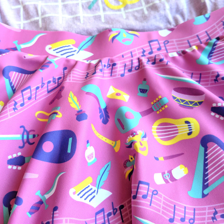 Bard Skater Skirt - Geeky merchandise for people who play D&D - Merch to wear and cute accessories and stationery Paola's Pixels