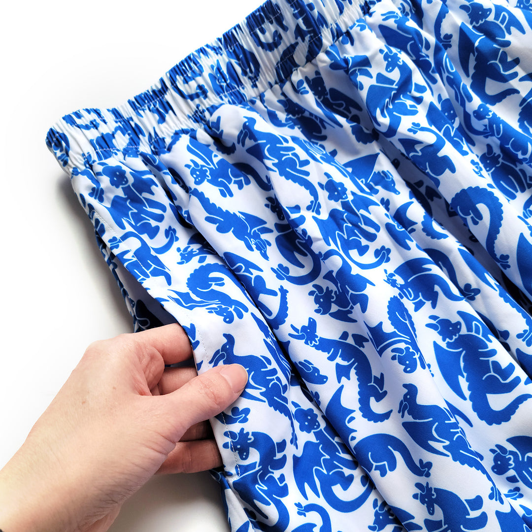 Blue Dragons Midi Skirt - Geeky merchandise for people who play D&D - Merch to wear and cute accessories and stationery Paola's Pixels