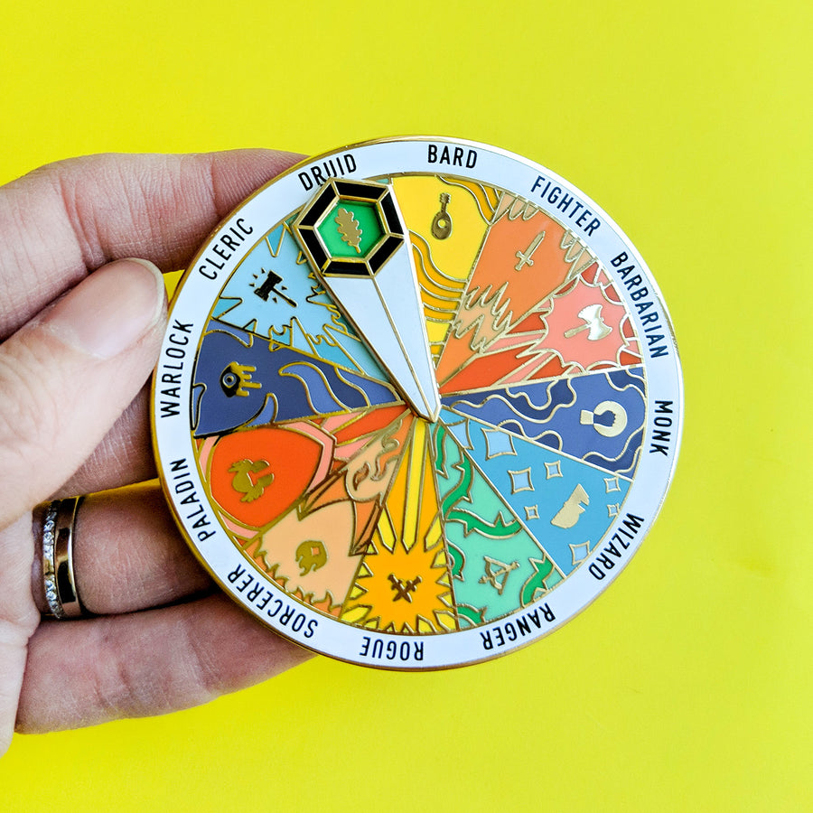 Class Roulette Spinner Pin - Geeky merchandise for people who play D&D - Merch to wear and cute accessories and stationery Paola's Pixels