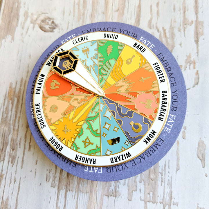 Class Roulette Spinner Pin - Geeky merchandise for people who play D&D - Merch to wear and cute accessories and stationery Paola's Pixels