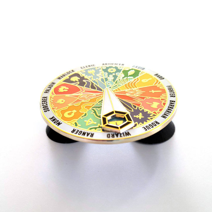 Class Roulette Spinner Pin - Geeky merchandise for people who play D&D - Merch to wear and cute accessories and stationery Paola's Pixels