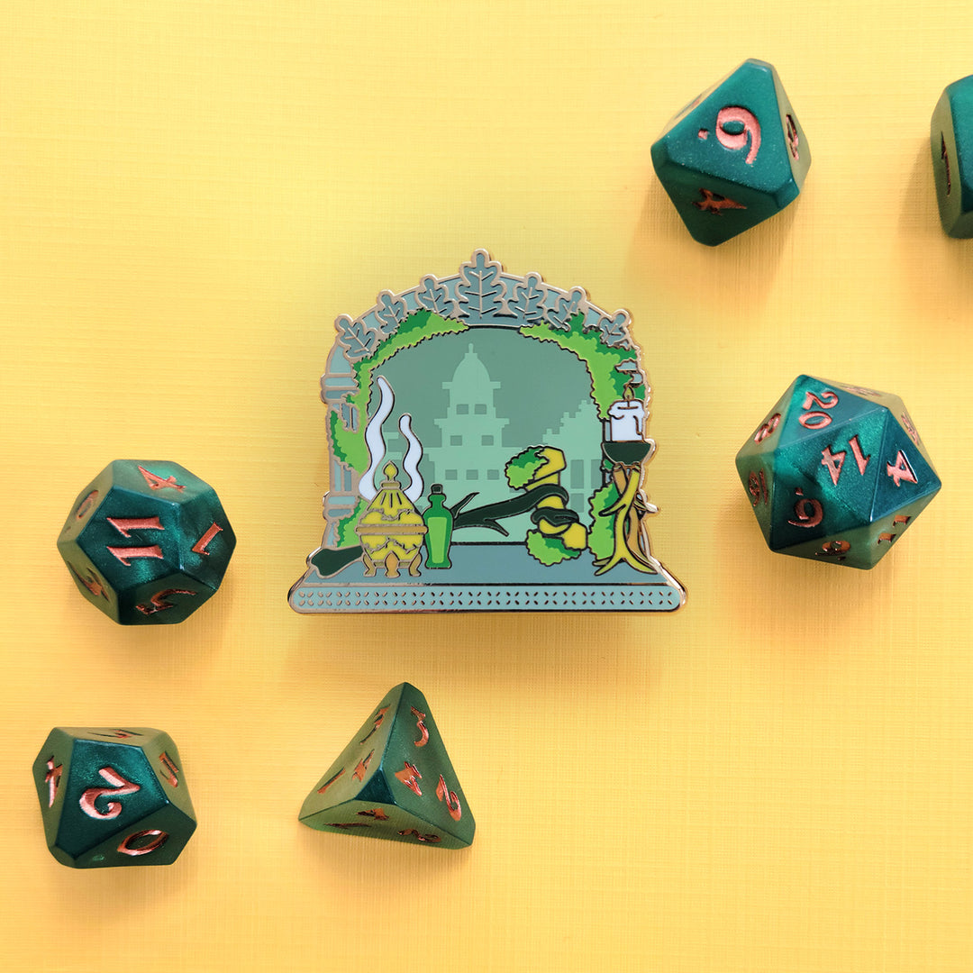 The Cleric Window Pin - Geeky merchandise for people who play D&D - Merch to wear and cute accessories and stationery Paola's Pixels