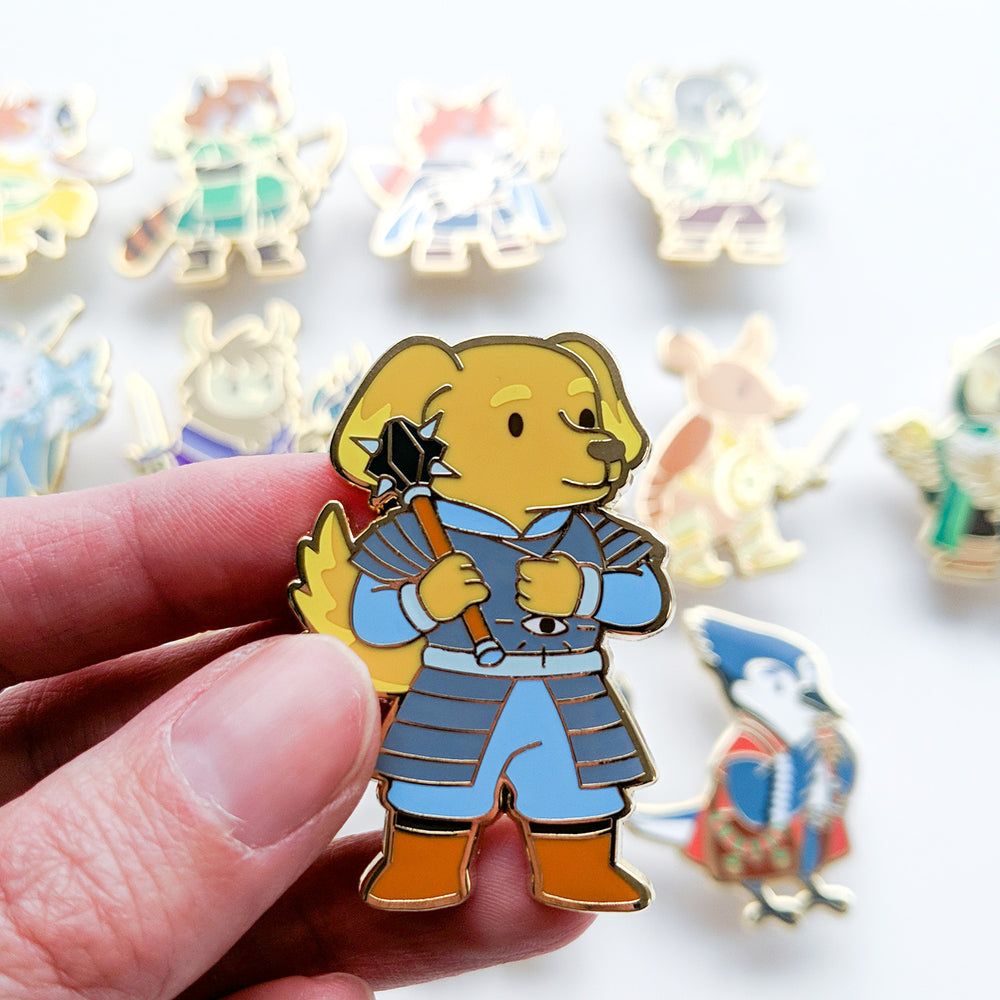 Dog Cleric Enamel Pin - Geeky merchandise for people who play D&D - Merch to wear and cute accessories and stationery Paola's Pixels