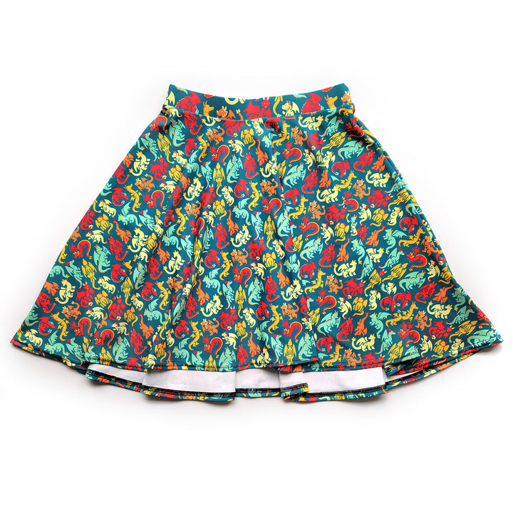 Dragons Skater Skirt - Geeky merchandise for people who play D&D - Merch to wear and cute accessories and stationery Paola's Pixels