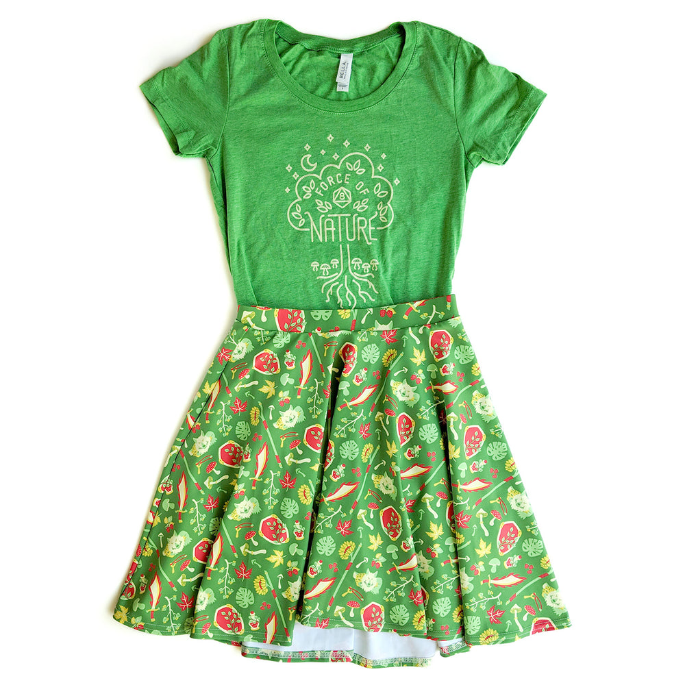 Druid Skater Skirt - Geeky merchandise for people who play D&D - Merch to wear and cute accessories and stationery Paola's Pixels