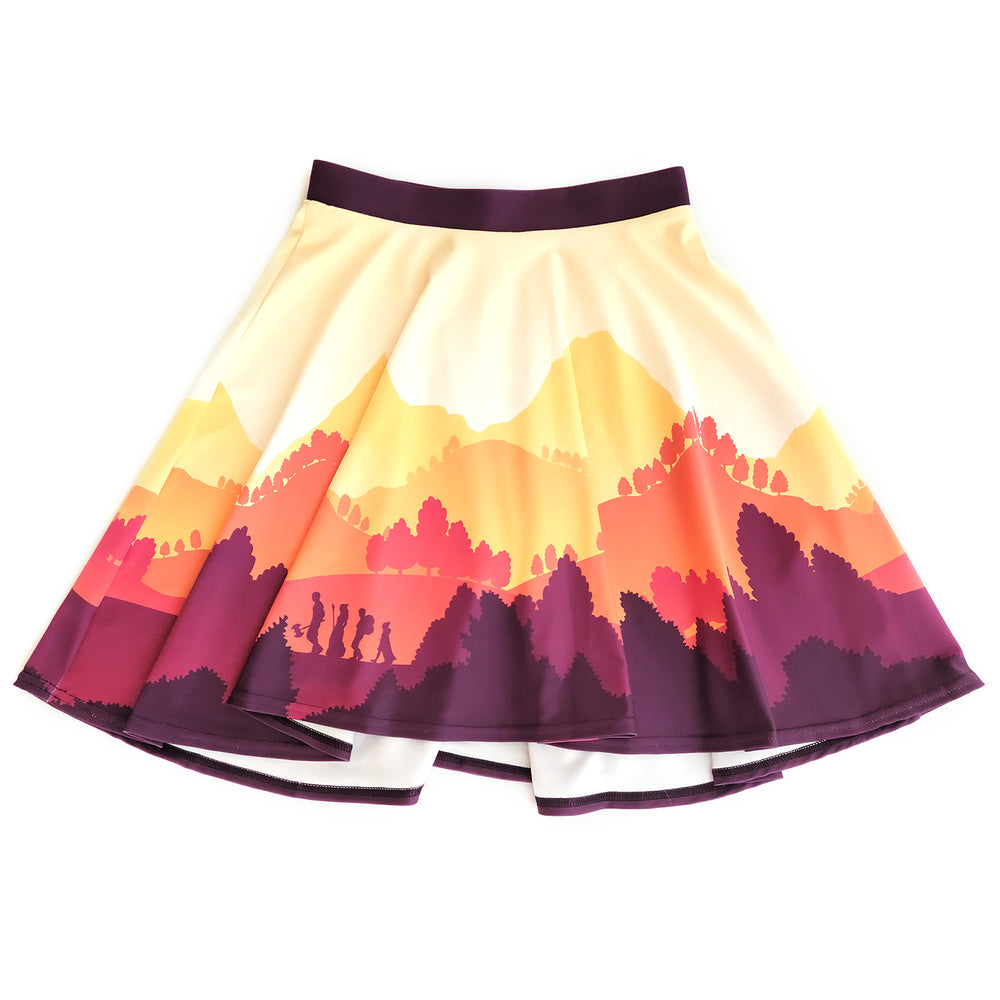 Fall Adventure Landscape Skater Skirt - Geeky merchandise for people who play D&D - Merch to wear and cute accessories and stationery Paola's Pixels