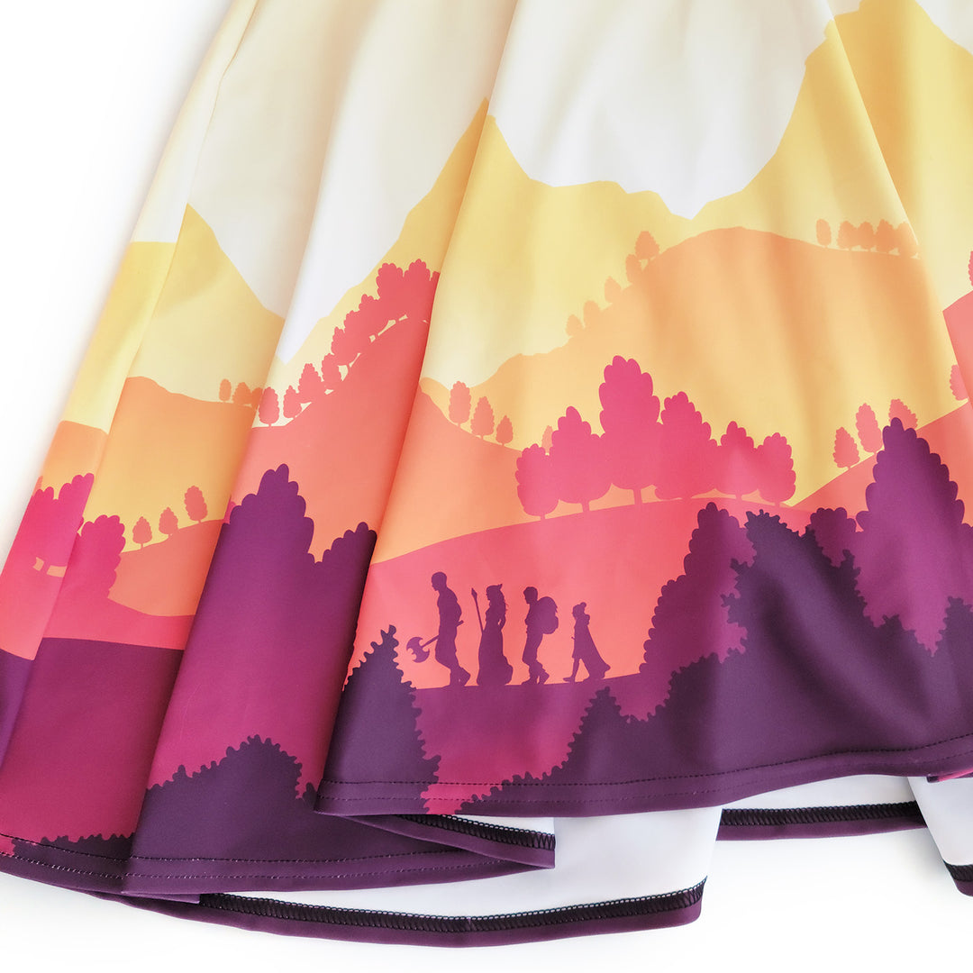 Fall Adventure Landscape Skater Skirt - Geeky merchandise for people who play D&D - Merch to wear and cute accessories and stationery Paola's Pixels