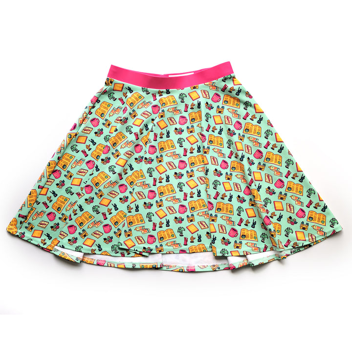 Colorful Game Master Skater Skirt - Geeky merchandise for people who play D&D - Merch to wear and cute accessories and stationery Paola's Pixels