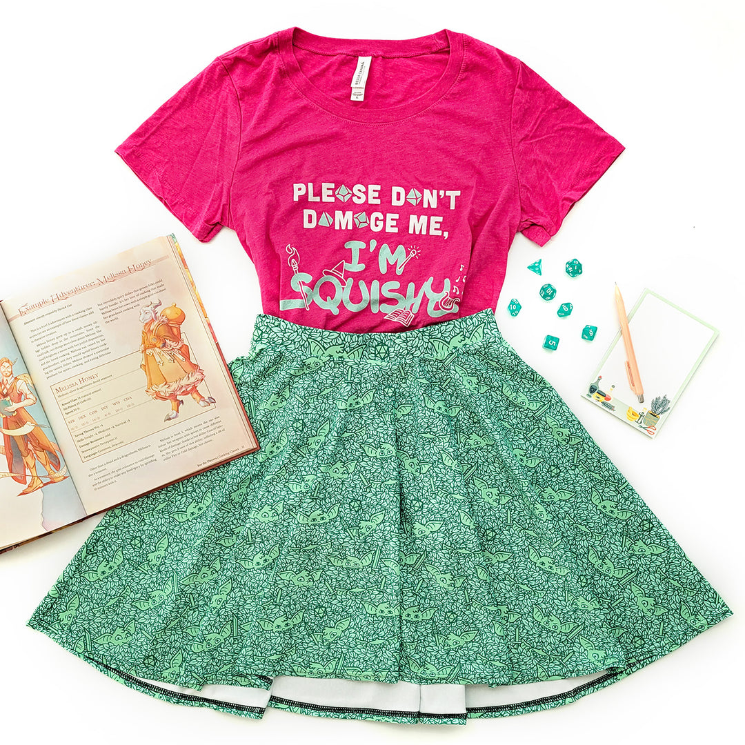 Goblin Skater Skirt - Geeky merchandise for people who play D&D - Merch to wear and cute accessories and stationery Paola's Pixels