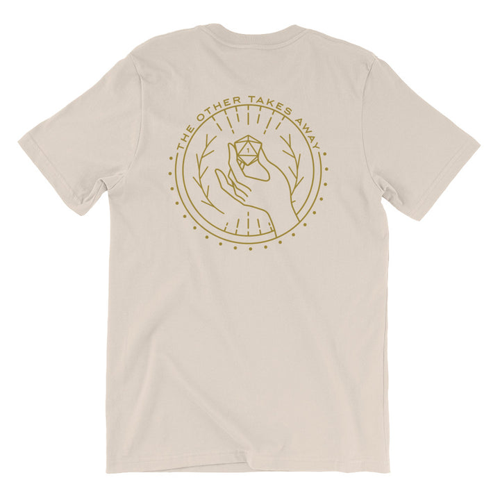 What One Hand Gives The Other Takes Away T-Shirt - Geeky merchandise for people who play D&D - Merch to wear and cute accessories and stationery Paola's Pixels