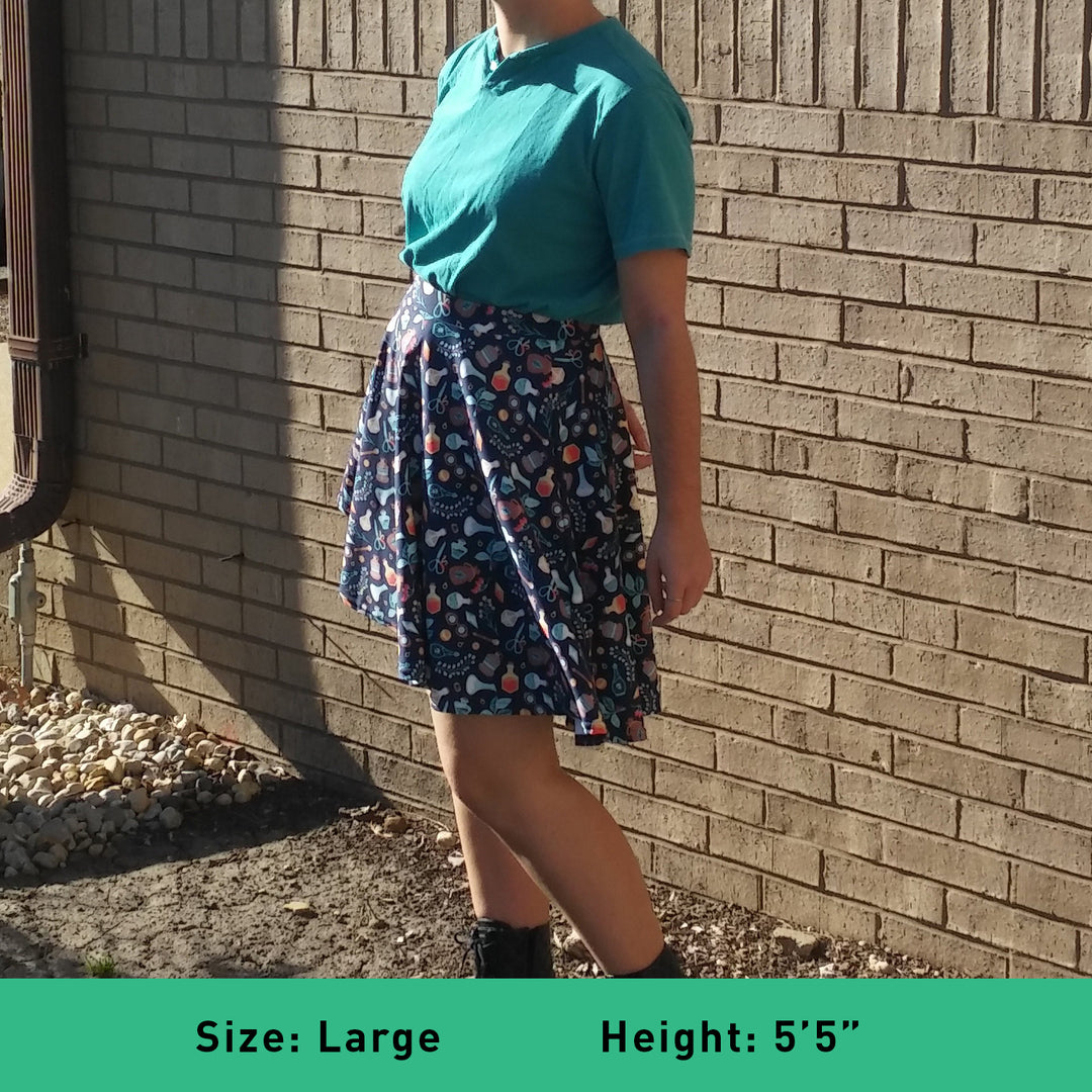 Adventure Landscape Skater Skirt - Geeky merchandise for people who play D&D - Merch to wear and cute accessories and stationery Paola's Pixels