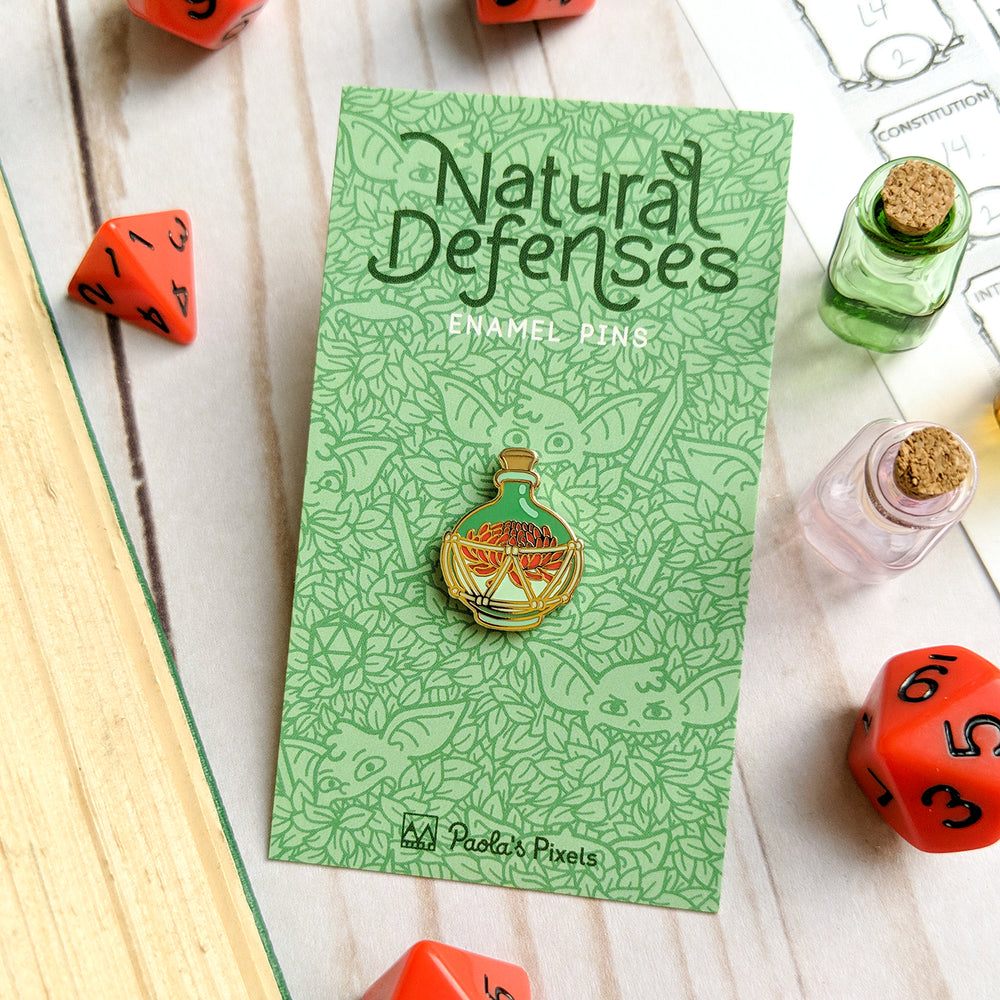 Chrysanthemum Potion Pin - Geeky merchandise for people who play D&D - Merch to wear and cute accessories and stationery Paola's Pixels