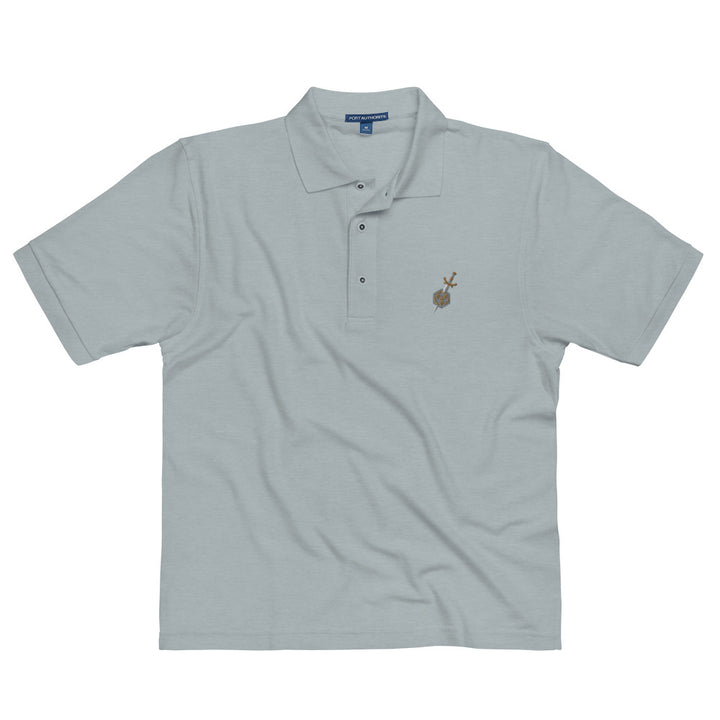 Dagger and d20 Embroidered Polo Shirt - Geeky merchandise for people who play D&D - Merch to wear and cute accessories and stationery Paola's Pixels