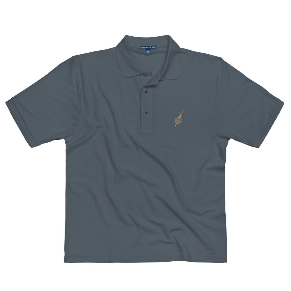 Dagger and d20 Embroidered Polo Shirt - Geeky merchandise for people who play D&D - Merch to wear and cute accessories and stationery Paola's Pixels