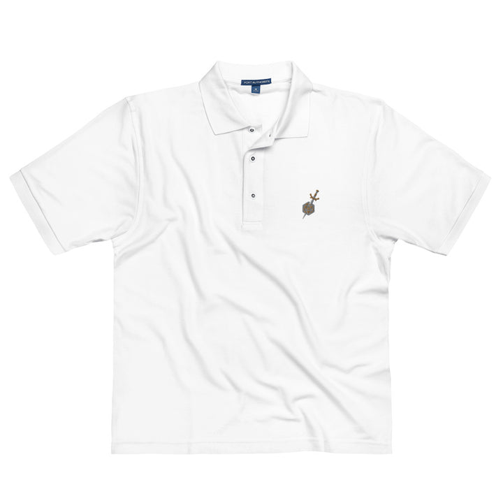 Dagger and d20 Embroidered Polo Shirt - Geeky merchandise for people who play D&D - Merch to wear and cute accessories and stationery Paola's Pixels