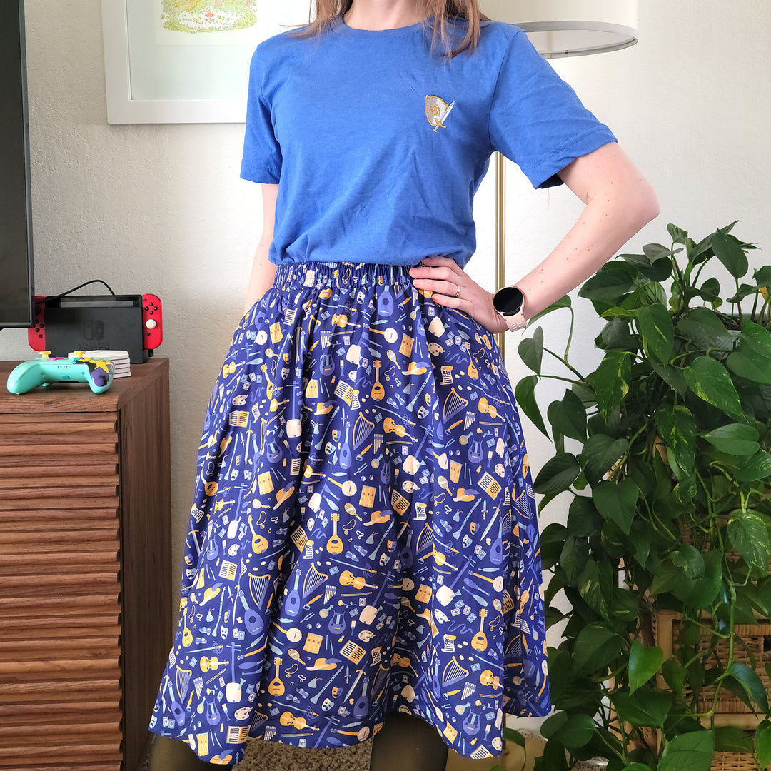 Purple Bard Midi Skirt - Geeky merchandise for people who play D&D - Merch to wear and cute accessories and stationery Paola's Pixels