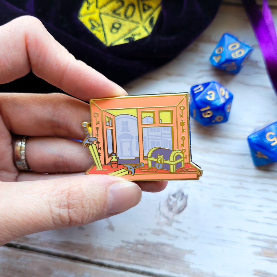 Rogue Window Pin - Geeky merchandise for people who play D&D - Merch to wear and cute accessories and stationery Paola's Pixels