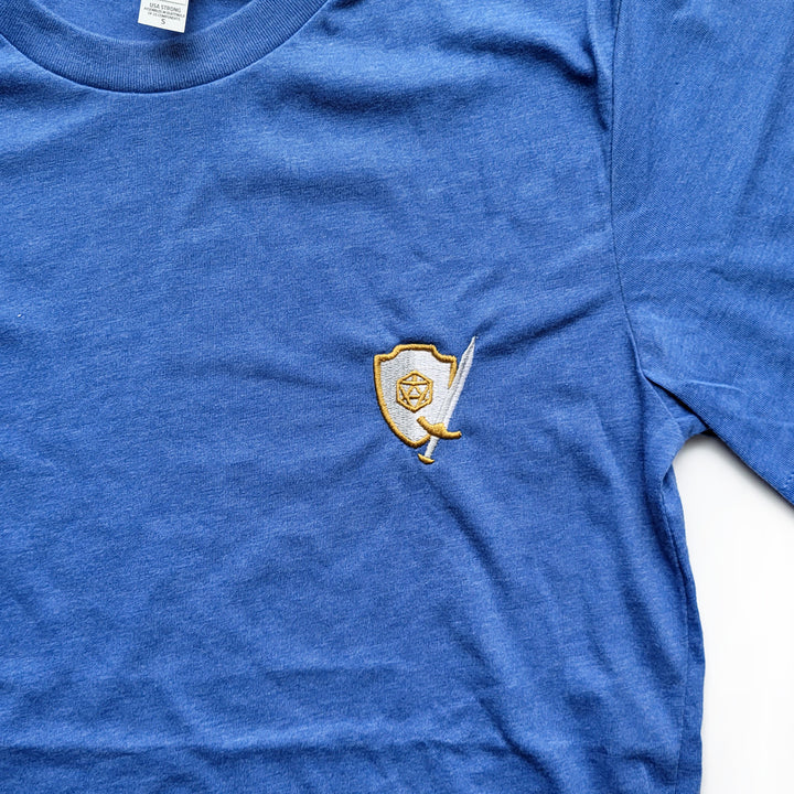 Sword and Shield Embroidered Unisex Shirt - Geeky merchandise for people who play D&D - Merch to wear and cute accessories and stationery Paola's Pixels