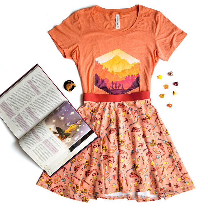 Summer Warlock Skater Skirt - Geeky merchandise for people who play D&D - Merch to wear and cute accessories and stationery Paola's Pixels