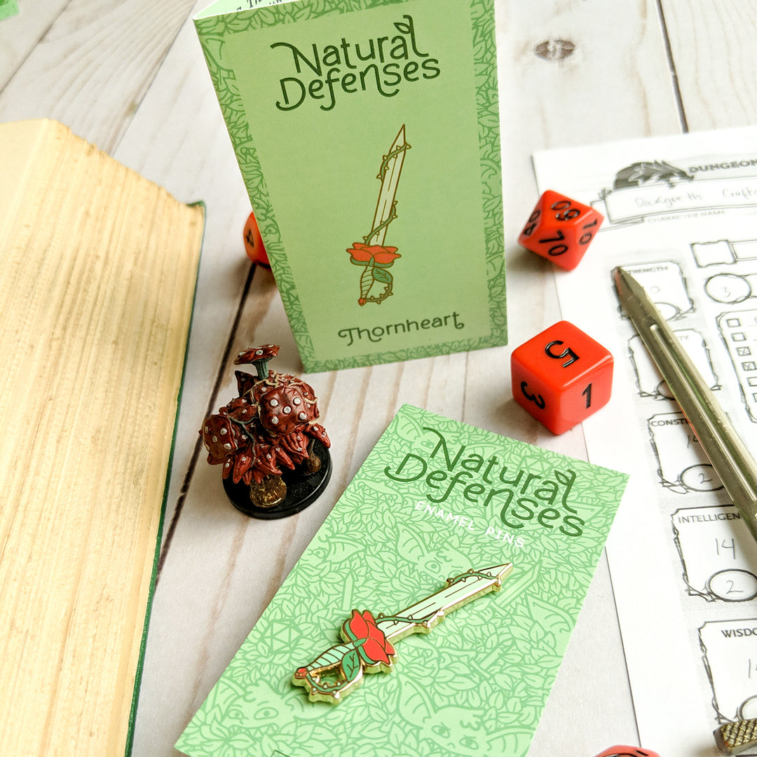 Thornheart Pin - Geeky merchandise for people who play D&D - Merch to wear and cute accessories and stationery Paola's Pixels