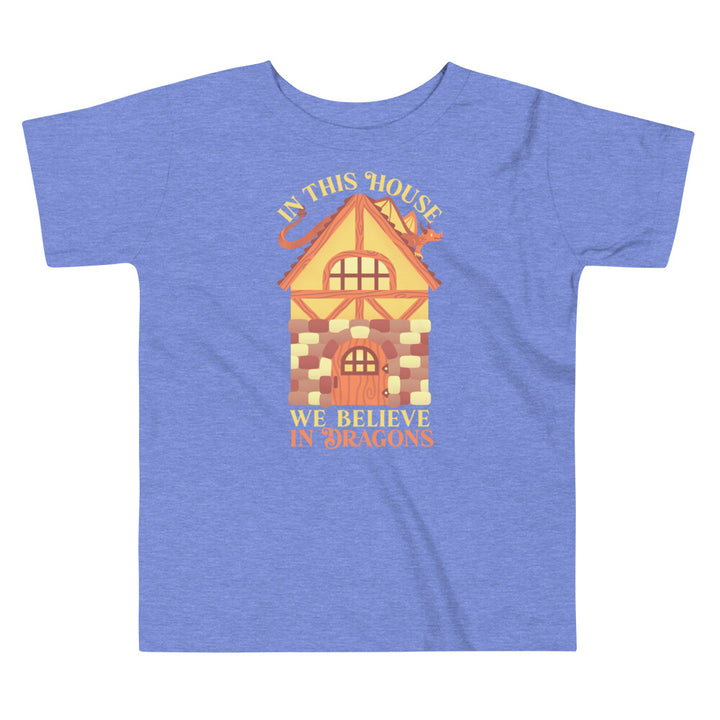 In This House We Believe In Dragons Toddler Shirt - Geeky merchandise for people who play D&D - Merch to wear and cute accessories and stationery Paola's Pixels