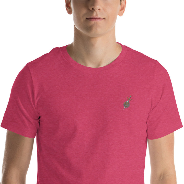 Dagger and d20 Embroidered Unisex Shirt - Geeky merchandise for people who play D&D - Merch to wear and cute accessories and stationery Paola's Pixels