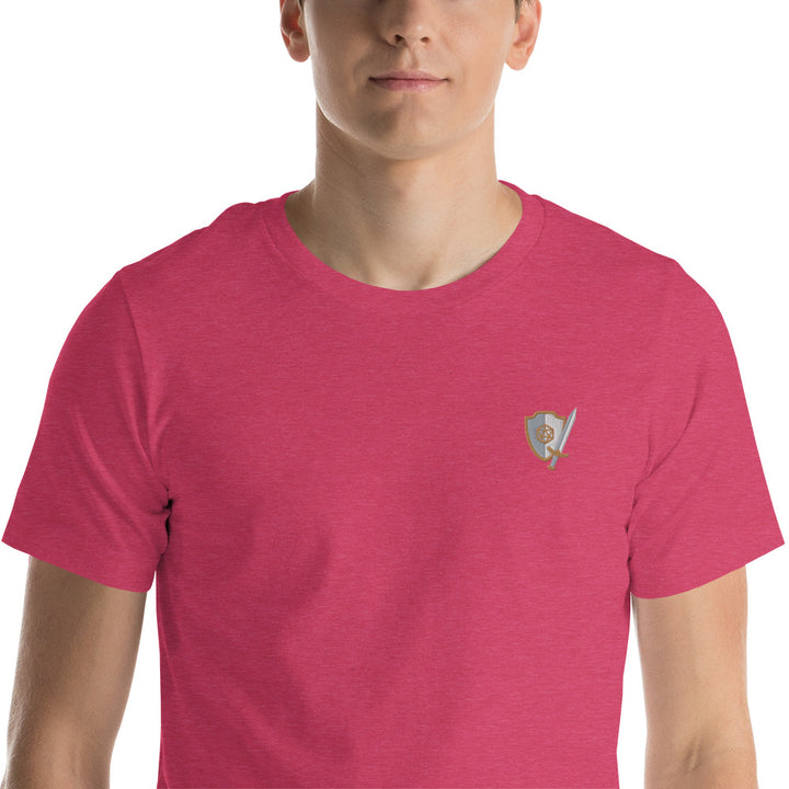 Sword and Shield Embroidered Unisex Shirt - Geeky merchandise for people who play D&D - Merch to wear and cute accessories and stationery Paola's Pixels